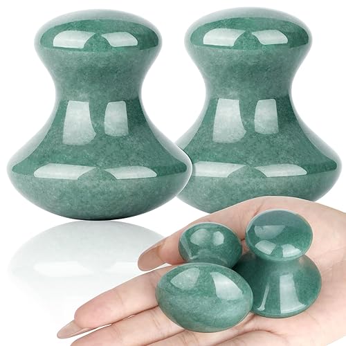 ideayard Mushroom Gua Sha, 2 piezas, herramienta facial de masaje de ojos de jade, suave y lindo raspado en forma de hongo para mujeres, SPA Lift