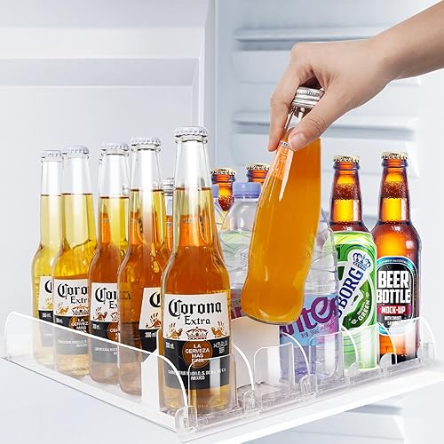 SOLY Organizador de bebidas para refrigerador, dispensador de latas de soda para refrigerador, dispensador automático de bebidas con capacidad para