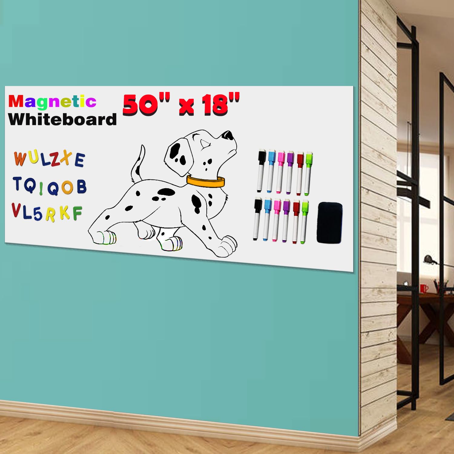 Magnetic Dry Erase Whiteboard 78x40 - Peel & Stick Wall Board With Markers