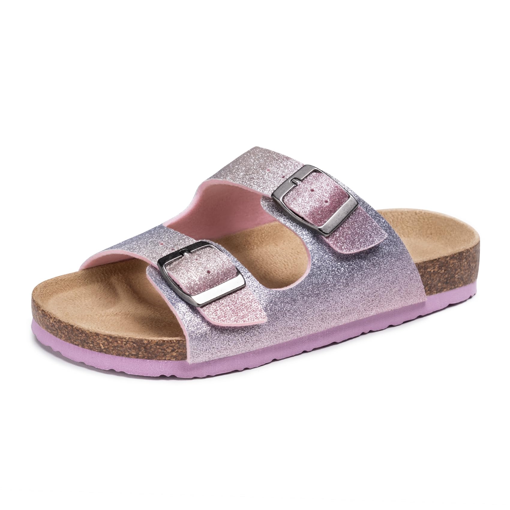 FITORY Kids Sandals Boys Girls Slides Cork Footbed Glitter Toddler Slippers