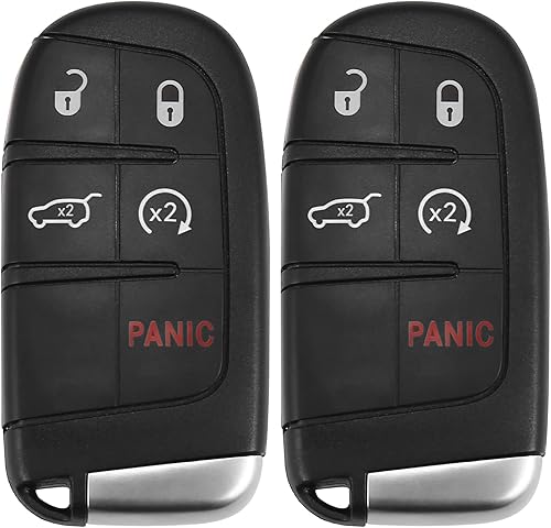 X AUTOHAUX 2 unidades 433MHz M3N40821302 reemplazo sin llave remoto de entrada remoto para Jeep Grand Cherokee 2014-2020 5 botones con llave de