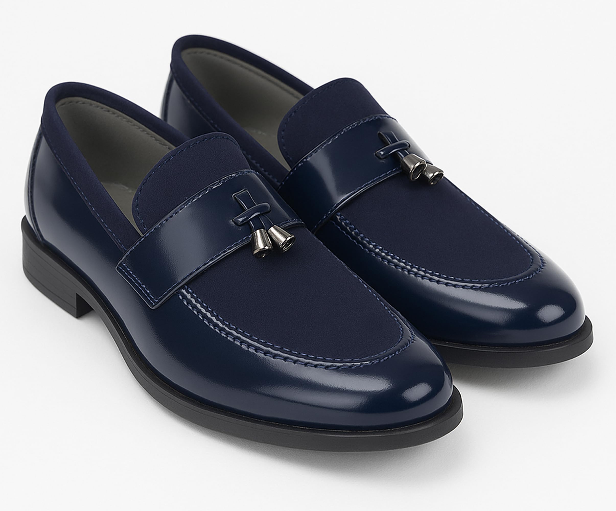 Chaussures habillées en Simili Cuir en Daim pour garçons, Mocassins Formels à Pampilles à Enfiler