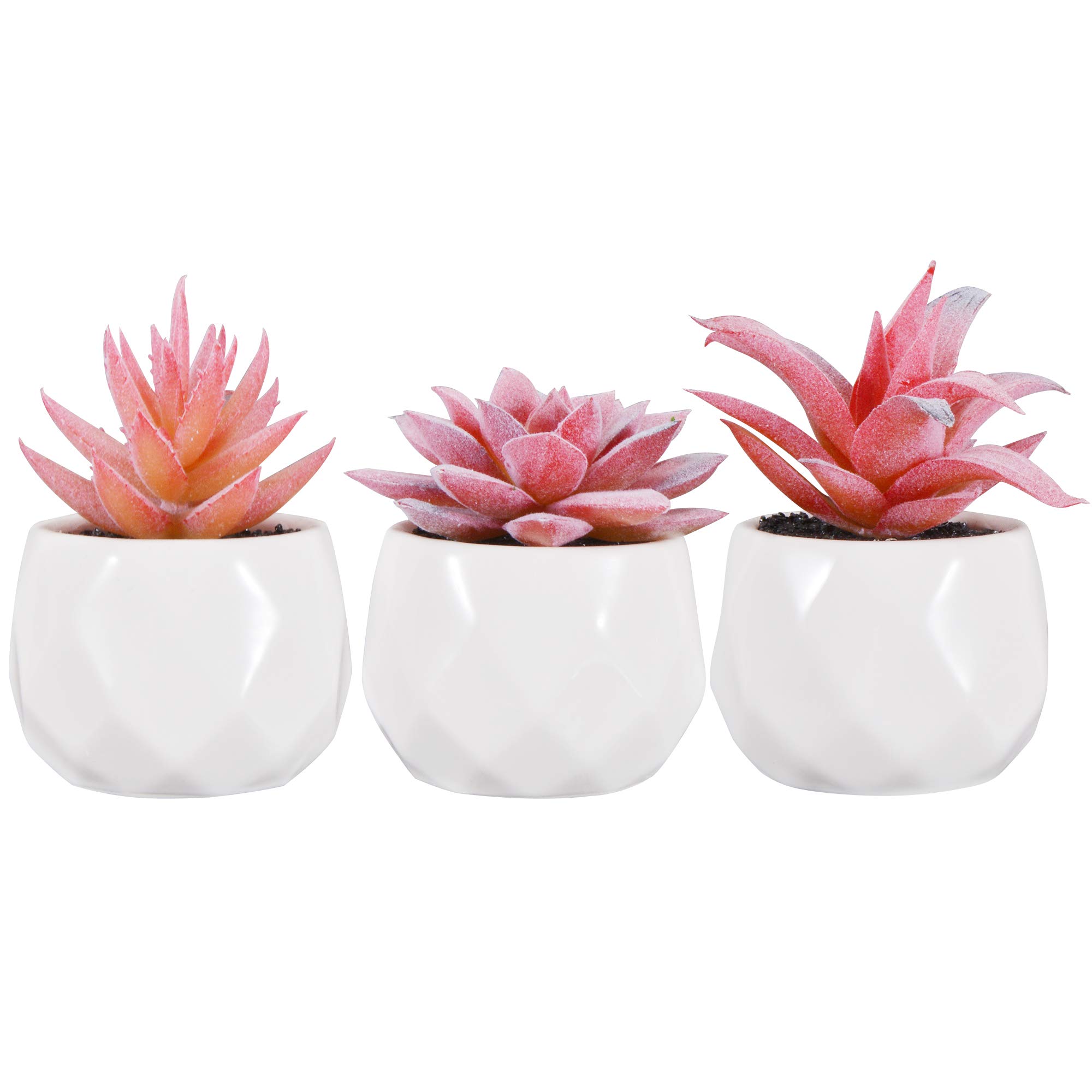 Zalava 3Pcs Pink-S Artificial Succulent Plants, Artificial Plants Faux Succulent Plastic Grass Collection With Pot For Table House Balcony Office Fake Plants Decoration (3Pcs Pink-S)