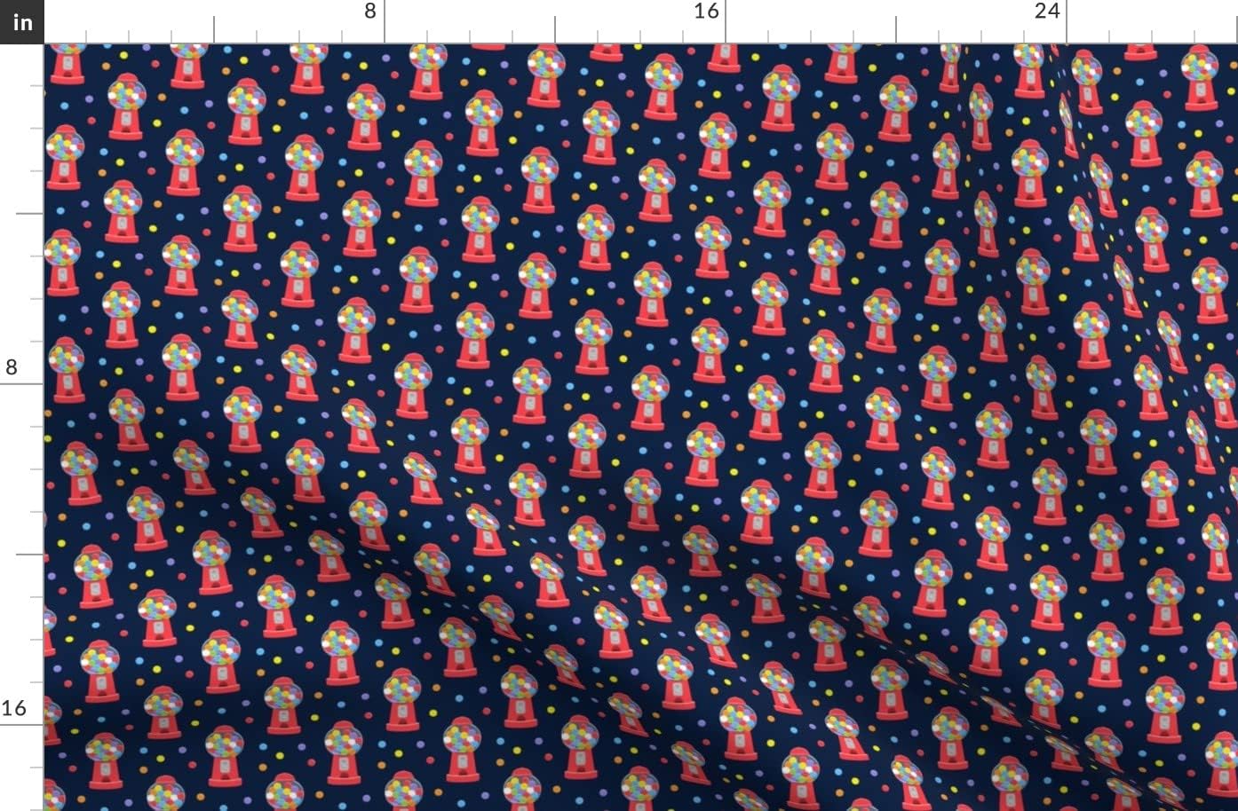 Spoonflower Fabric - Small Scale Candy Machine Multi Color Red Navy Retro Printed on Organic Cotton Sateen Fabric by The Yard - Sewing Quilting Apparel Home Decor