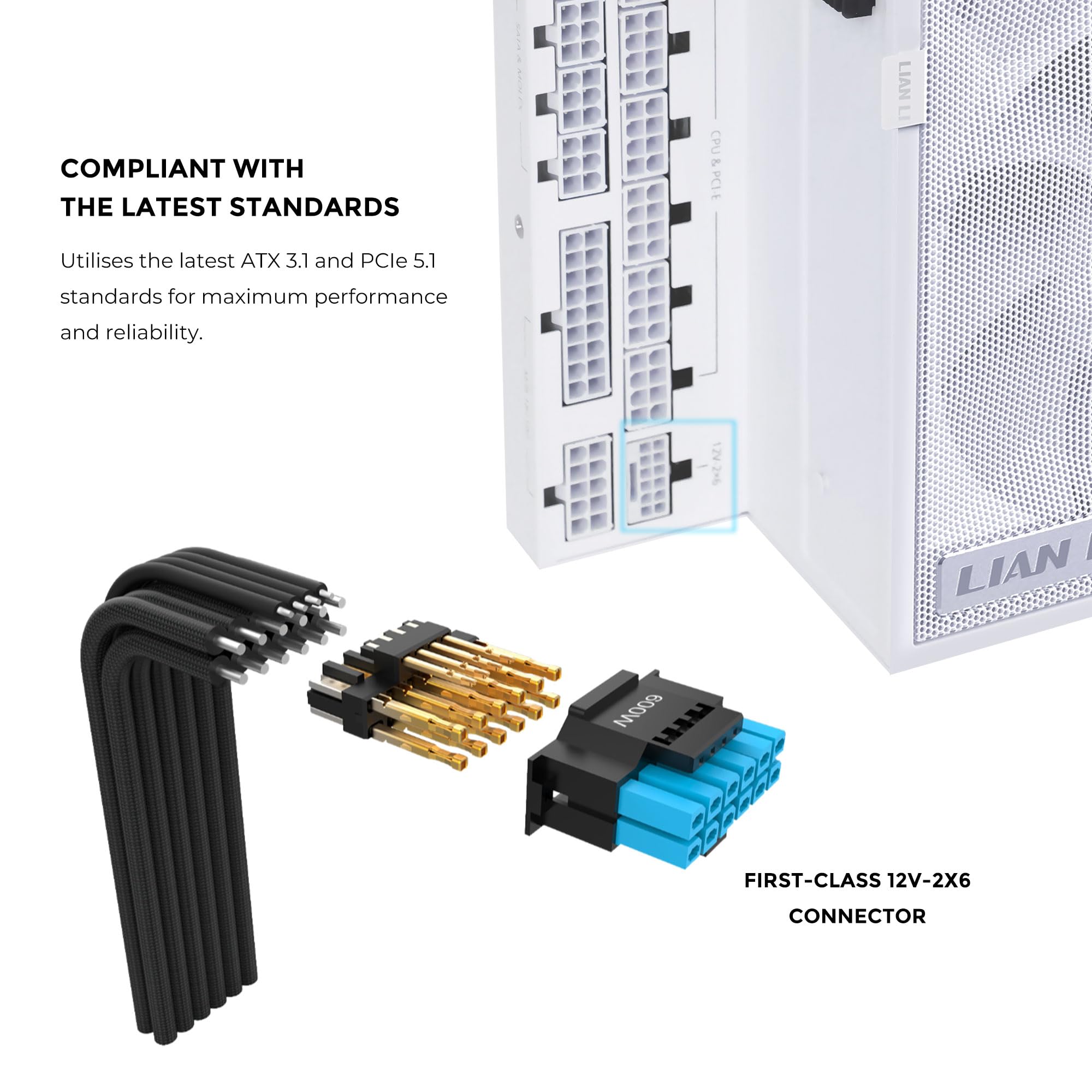 Lian Li EDGE Gold 850W PC Power Supply White, 850 Watt ATX PSU