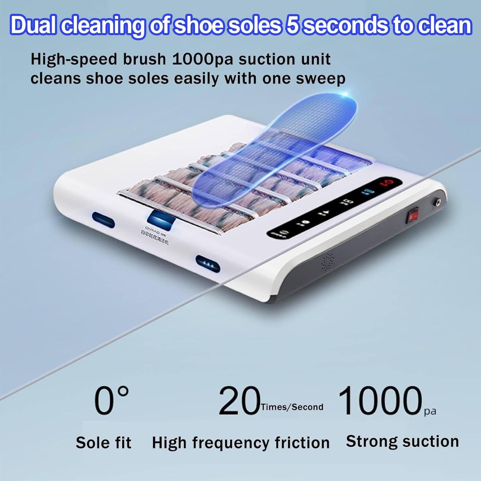 Limpiador de suela de zapatos, máquina inteligente de inducción sin agua de 500 rpm, succión de 1000 Pa, toallita de 5 segundos, para el hogar, oficina, hotel, limpiador de zapatillas