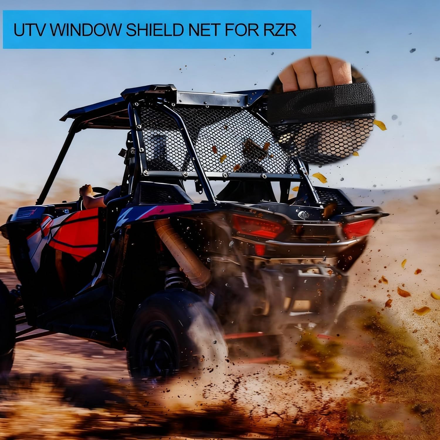 Window Net Roll Cage Mesh Net Guard Front Rear Right and Left Window Shade Shield Cover Door Scratch Prevention Compatible for UTV Polaris RZR 570 800 1000 900 RZR XP Turbo 2015-2019 2 Seater