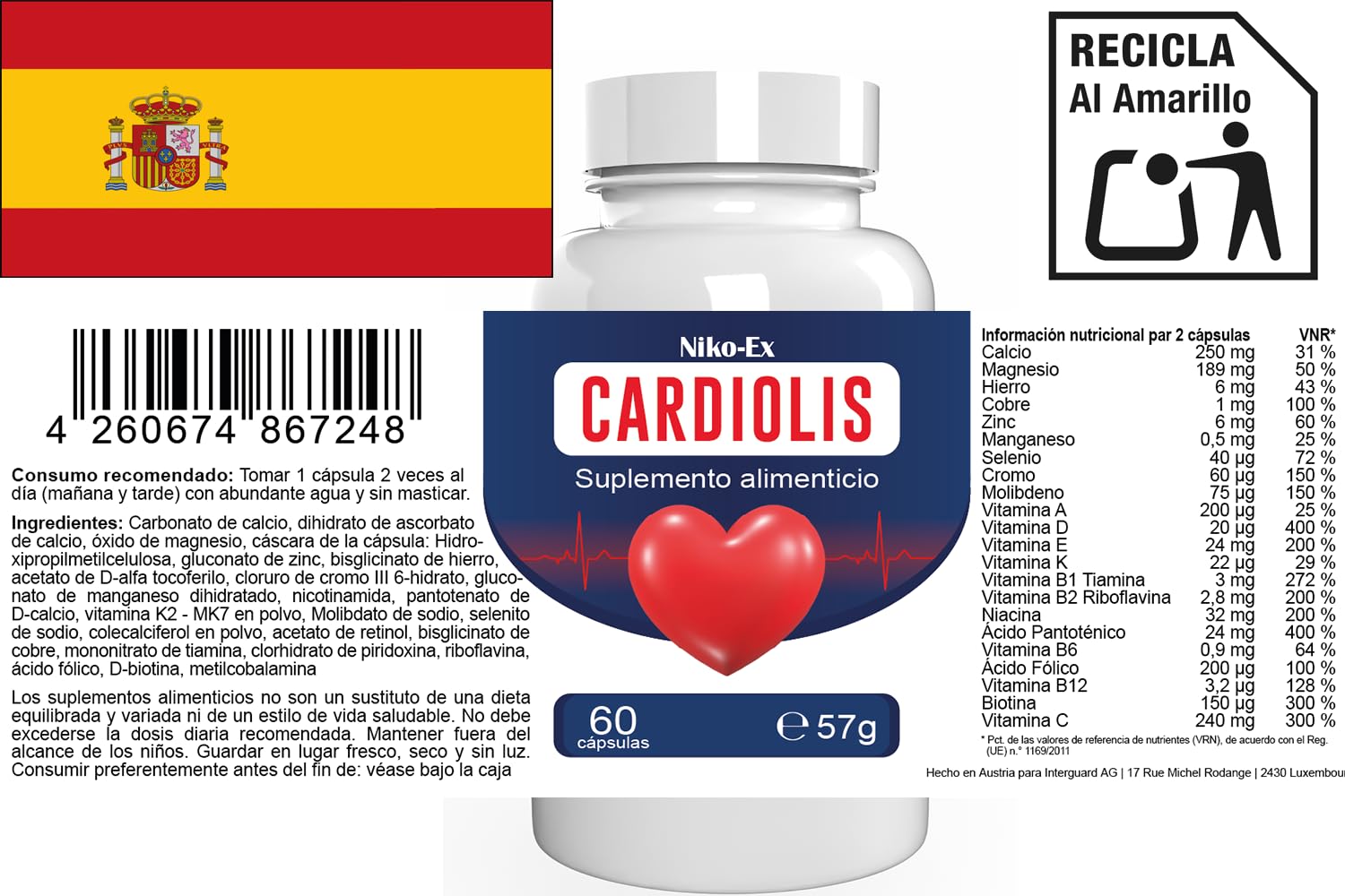Cardiolis Forte - 180 Cápsulas (3x 60 Cápsulas), Paquete de 3