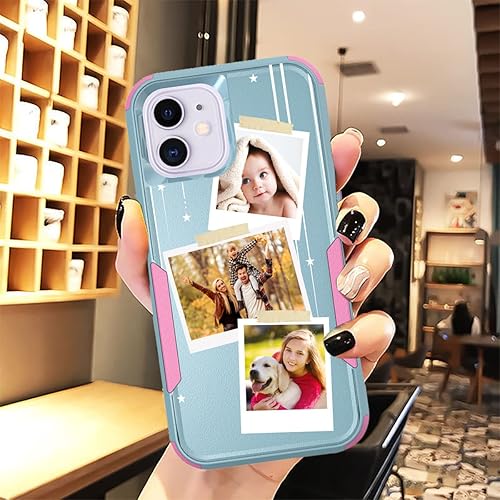 Vista 29 de Funda de fotos personalizada para Apple iPhone 11 Pro Max, patrón de collage a cuadros, personalizado para hacer imágenes en gruesa 3 híbrida Rosa