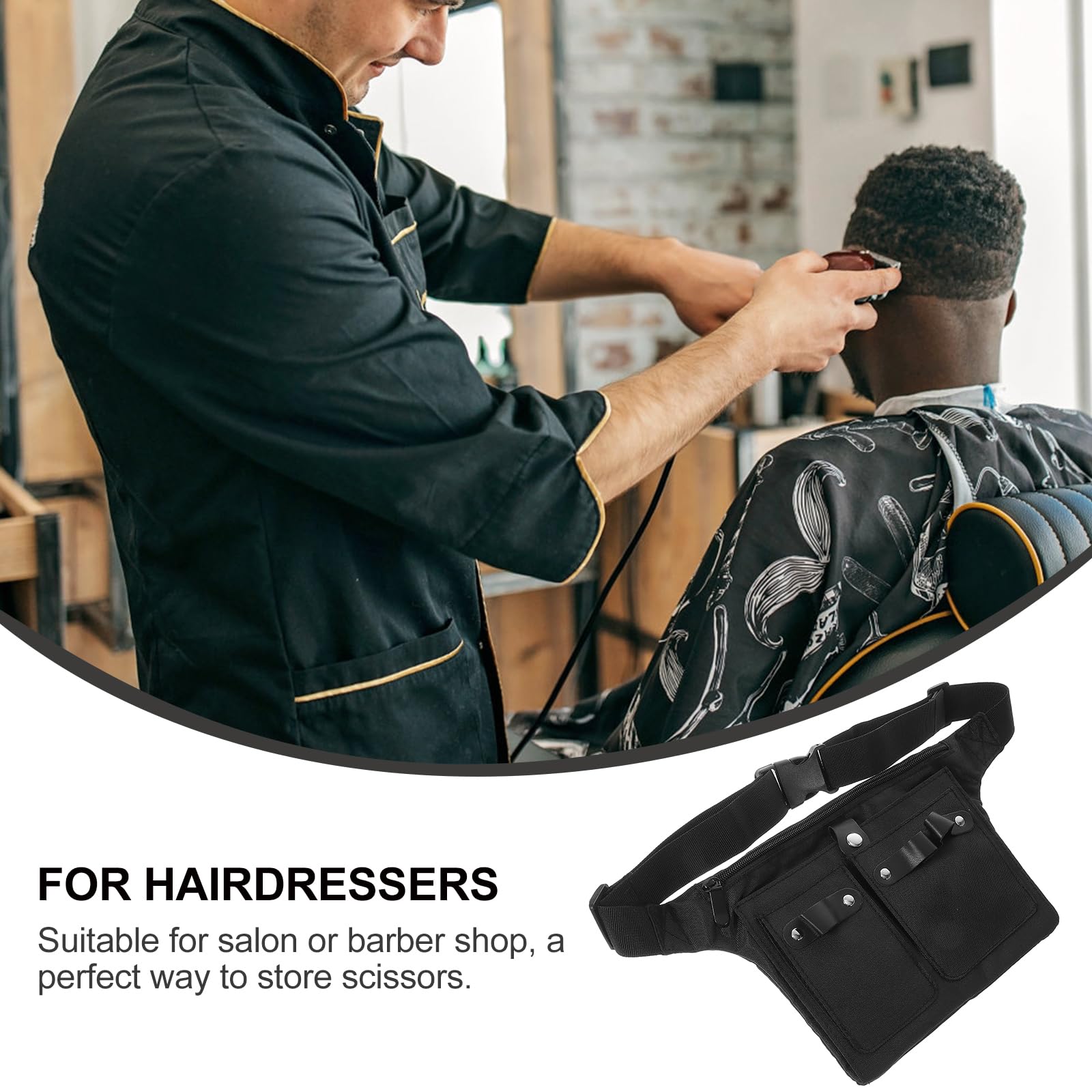 Artibetter Professional Hairdresser Waist Bag Pouch for Scissors and Salon Tools with Multiple Compartments Lightweight Portable Hair Stylist Tool Organizer - Image 4
