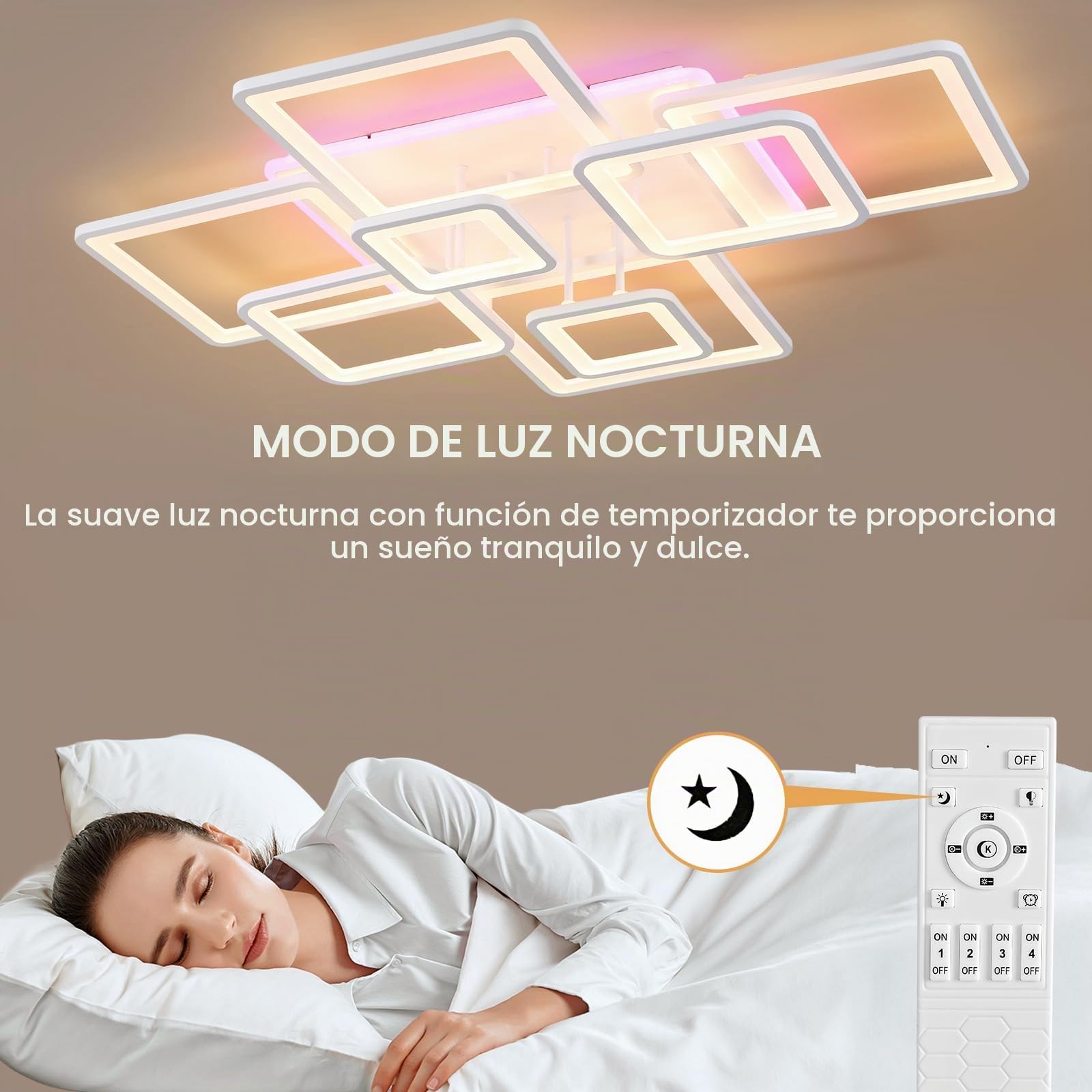 Regulable Plafones Para Techo Led 100W,Lampara Cocina de Bajo Consumo,Blanco Lampara Techo con Control Remoto,Moderno Plafon Led,Lamparas Salon 8 Luces,Plafon Cocina 3000-6000K