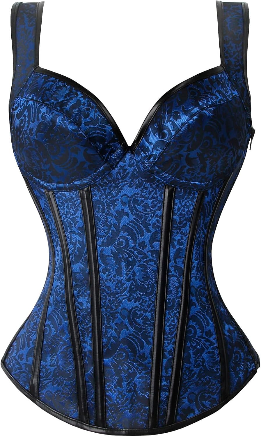 Kimring Women's Gothic Jacquard Shoulder Straps Tank Overbust Corset Bustiers