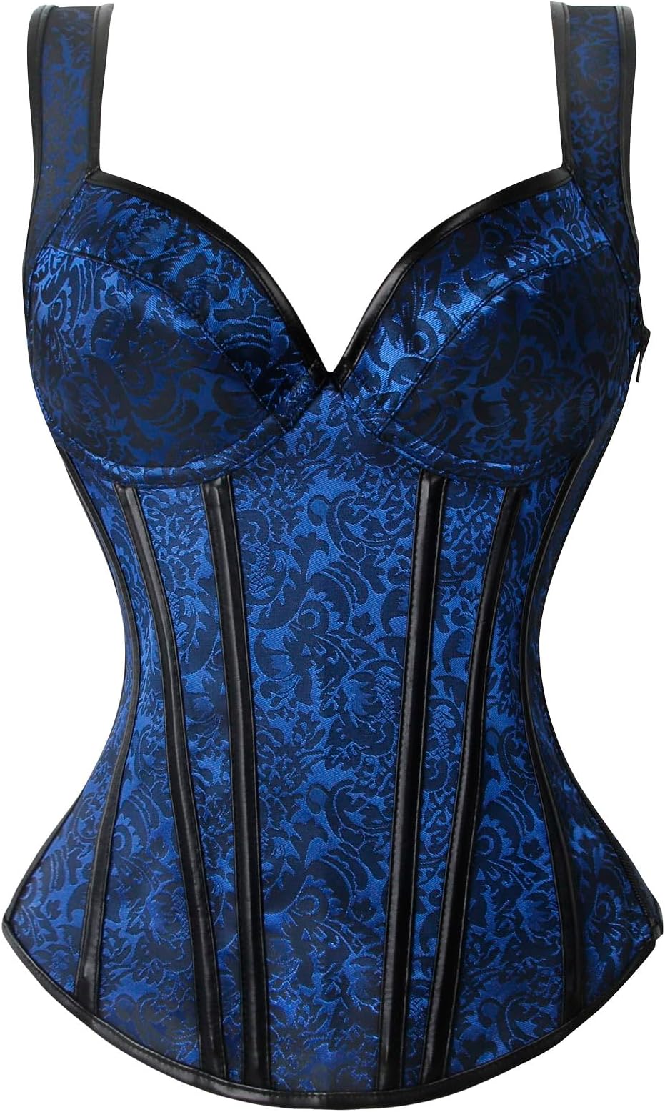 Women's Gothic Jacquard Shoulder Straps Tank Overbust Corset Bustiers