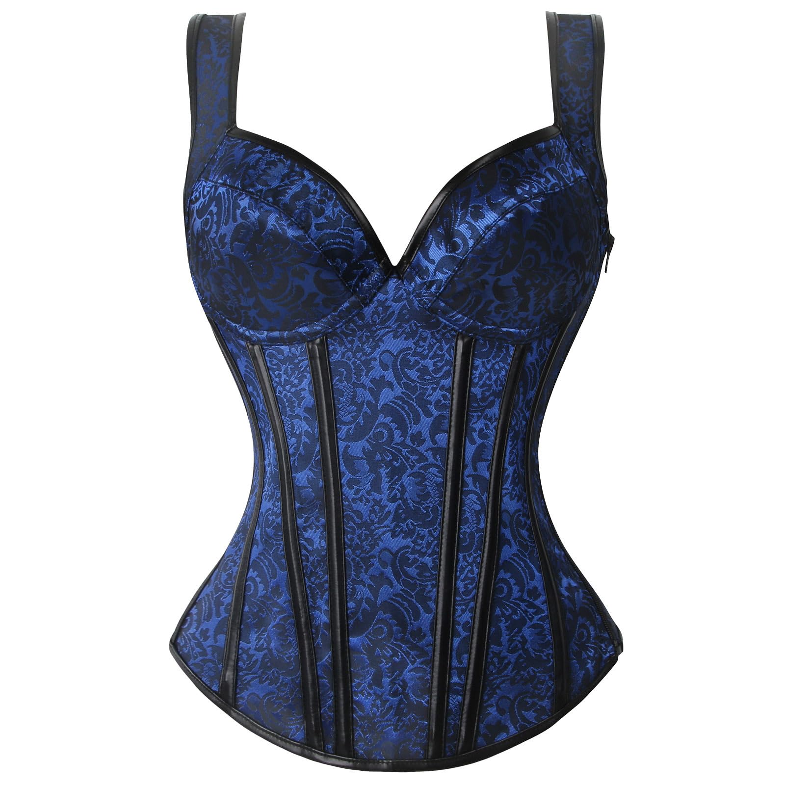 Kimring Women's Gothic Jacquard Shoulder Straps Tank Overbust Corset Bustiers