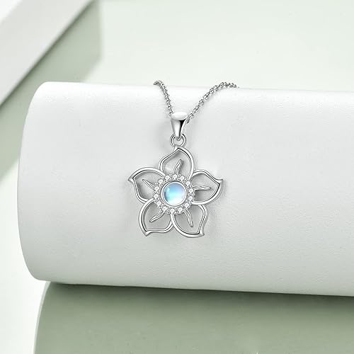 Miniatura 3 de YFN Flower Moonstone Necklace Sterling Silver Sky Flower Pendant Moonstone Jewelry for Women Teen Girls