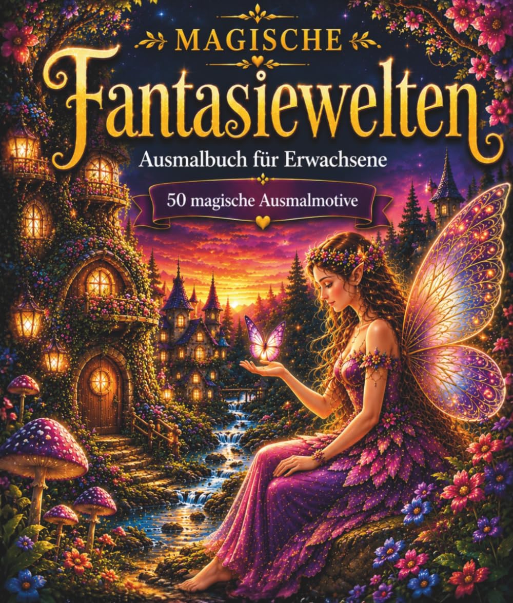 Magische Fantasiewelten: Ausmalbuch für Erwachsene – 50 magische Ausmalmotive: Tauche ein in verwunschene Wälder, märchenhafte Baumhäuser, zauberhafte ... und traumhafte Fantasielandschaften