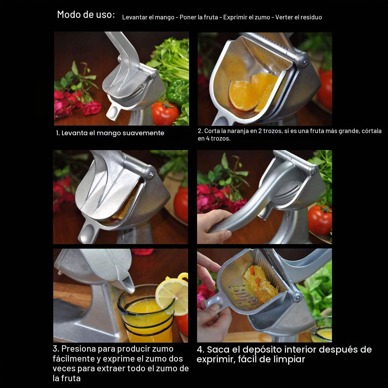 Exprimidor de jugo de manivela, exprimidor manual de frutas, limón, naranja, prensa, accesorios de cocina, aluminio