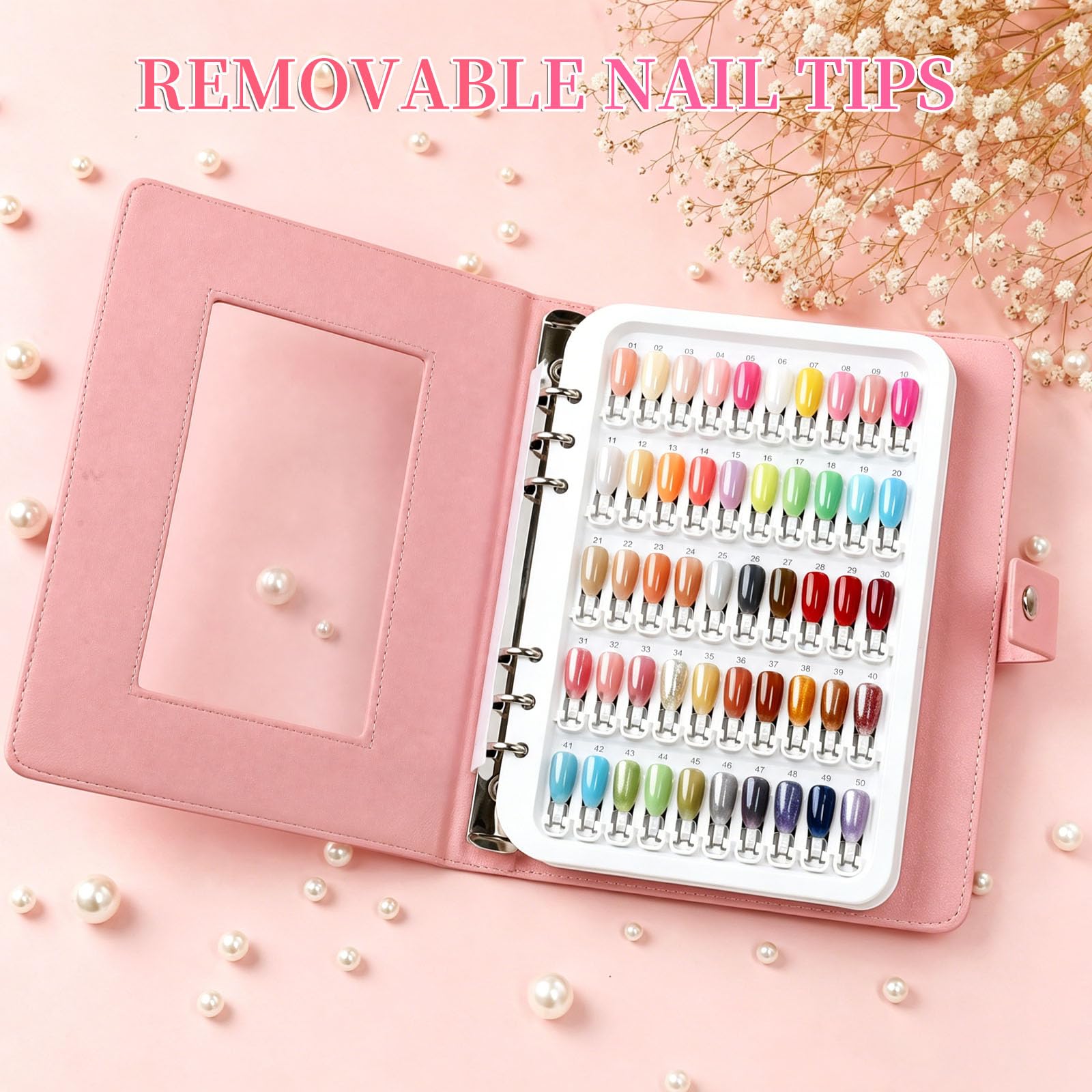 Nail Polish Color Swatch Book with Replacement Tips and Number Labels