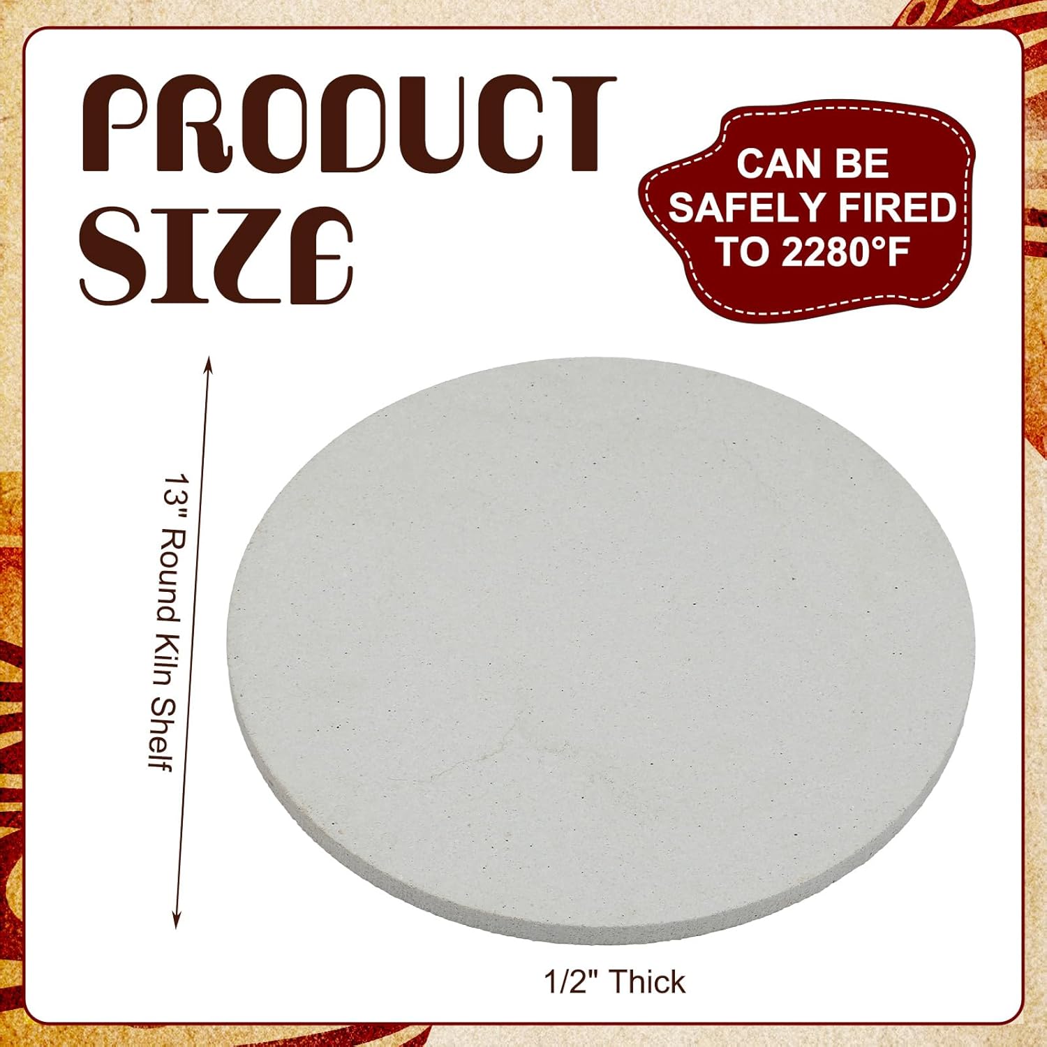 Weysat Thick Round Kiln Shelf - Fires up to 2282°F for Ceramics Pottery & Glass Fusing(2 Pcs,13")