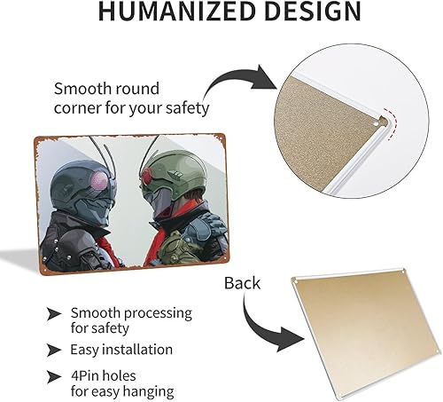 Miniatura 4 de Kamen Rider Kamen Rider The First Hayato Ichimonji Takeshi Hongo - Letrero de metal para pared, divertido letrero de hojalata vintage, póster de