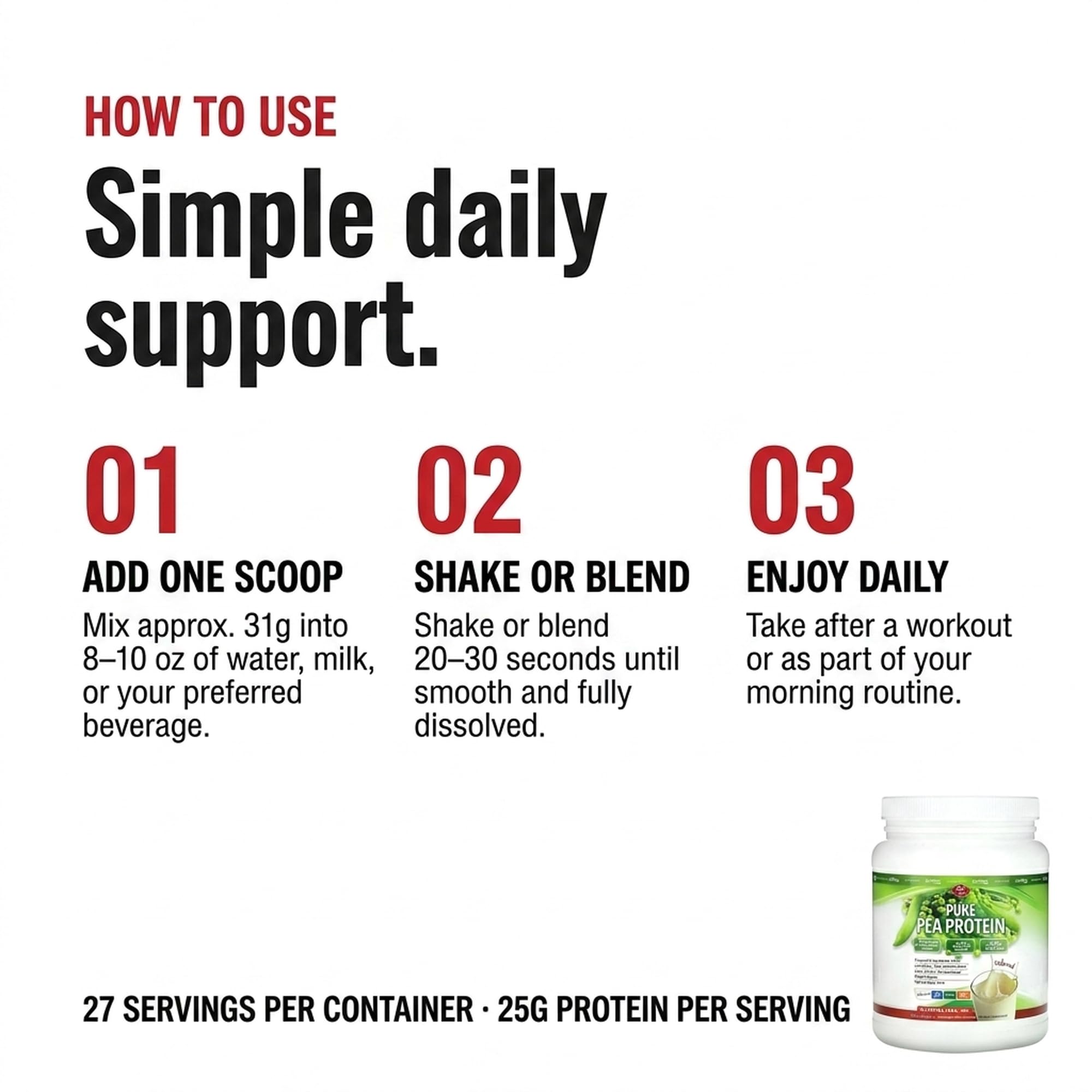 Olympian Labs Pea Protein Powder, Unflavored - 25g of Protein, Plant Based Vegan Friendly, Low Net Carbs, Gluten Free, Lactose Free, No Sugar Added, and Soy Free, 13 Servings — Amazon image 5