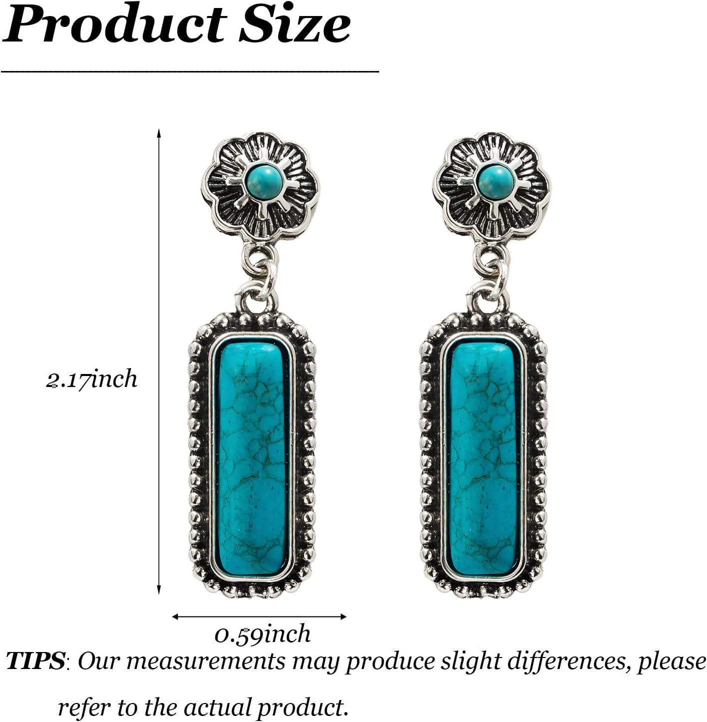 Western Jewelry Turquoise Earrings for Women Silver Western Earrings Country Concert Outfits for Women Cowboy Chic Rodeo Outfit Shirts Dress Accessories - Image 6