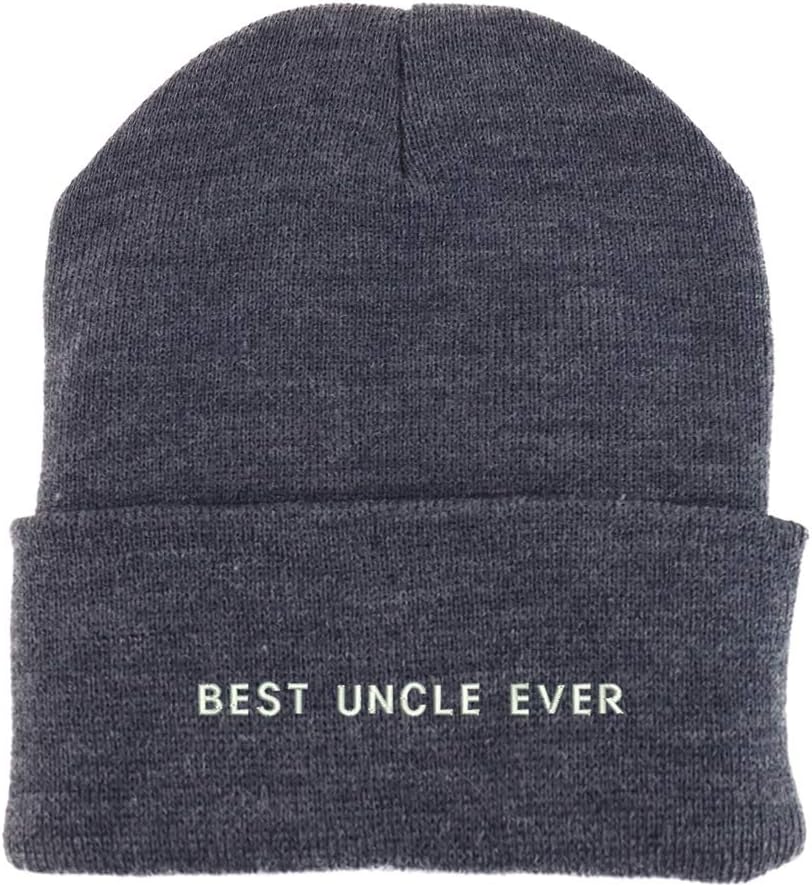 Trendy Apparel Shop Best Uncle Ever One Line Embroidered Made in USA Cuff Folded Acylic Knit Winter Beanie Hat