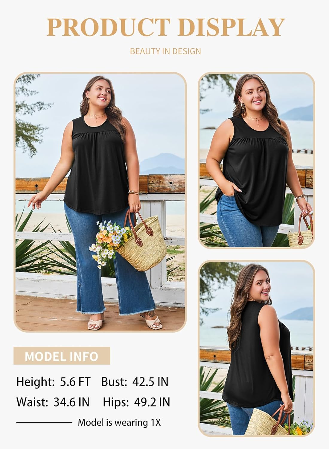 Eytino Plus Size Tank Tops for Women Sleeveless Crew Neck Summer Casual Loose Tee Shirts(1X-5X) - Image 3