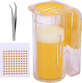 AUNMAS Queen Bee Marking Kit, Queen Catcher Bottle Cage with Number Sticker Light Weight Beekeeping Equipment for Beekeeper Yellow