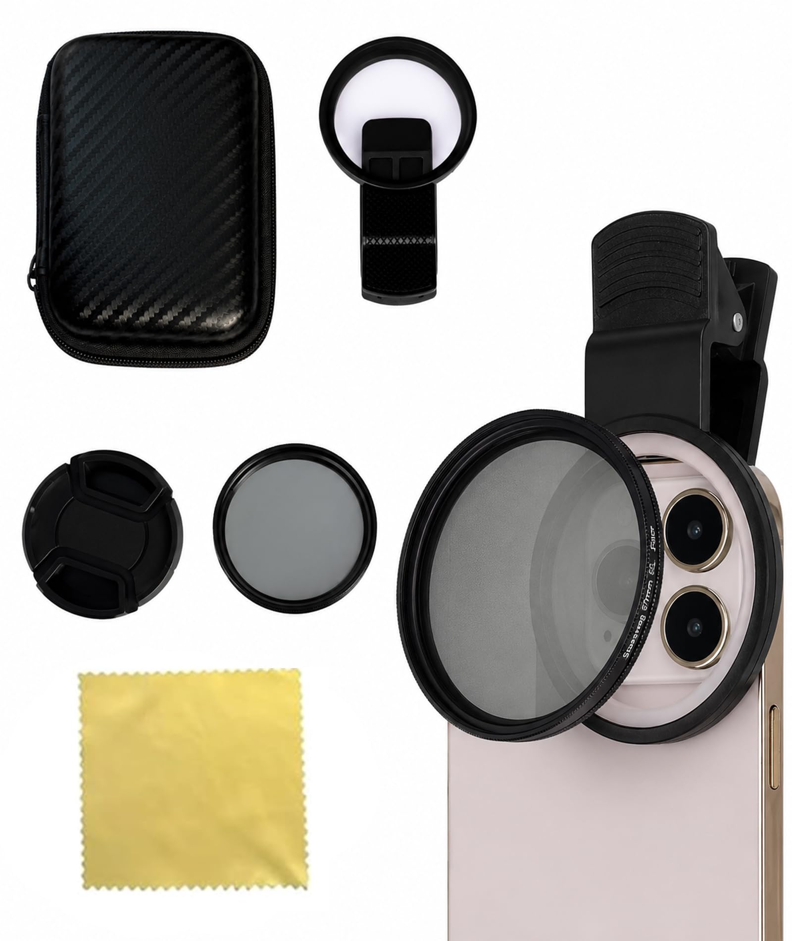 5 PCS Clip-On Kit for ND Filter for Mobile Smartphone Photography, Anti Glare Phone Filter, 52 mm Large Lens Polarizer, Reducing Reflections and Enhancing Image Clarity-picture-27