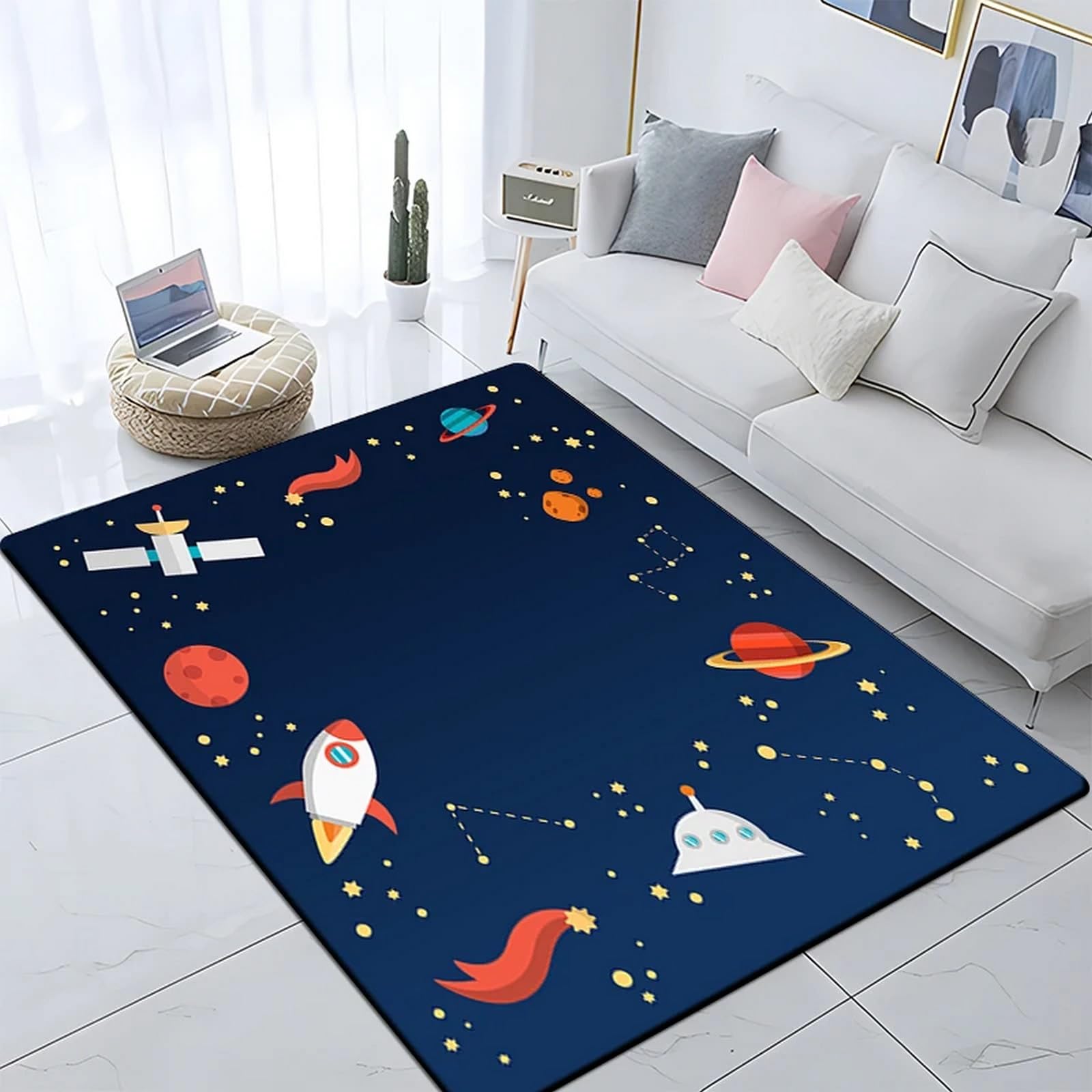 Chambre décor tapis antidérapant grand carré moderne 3D