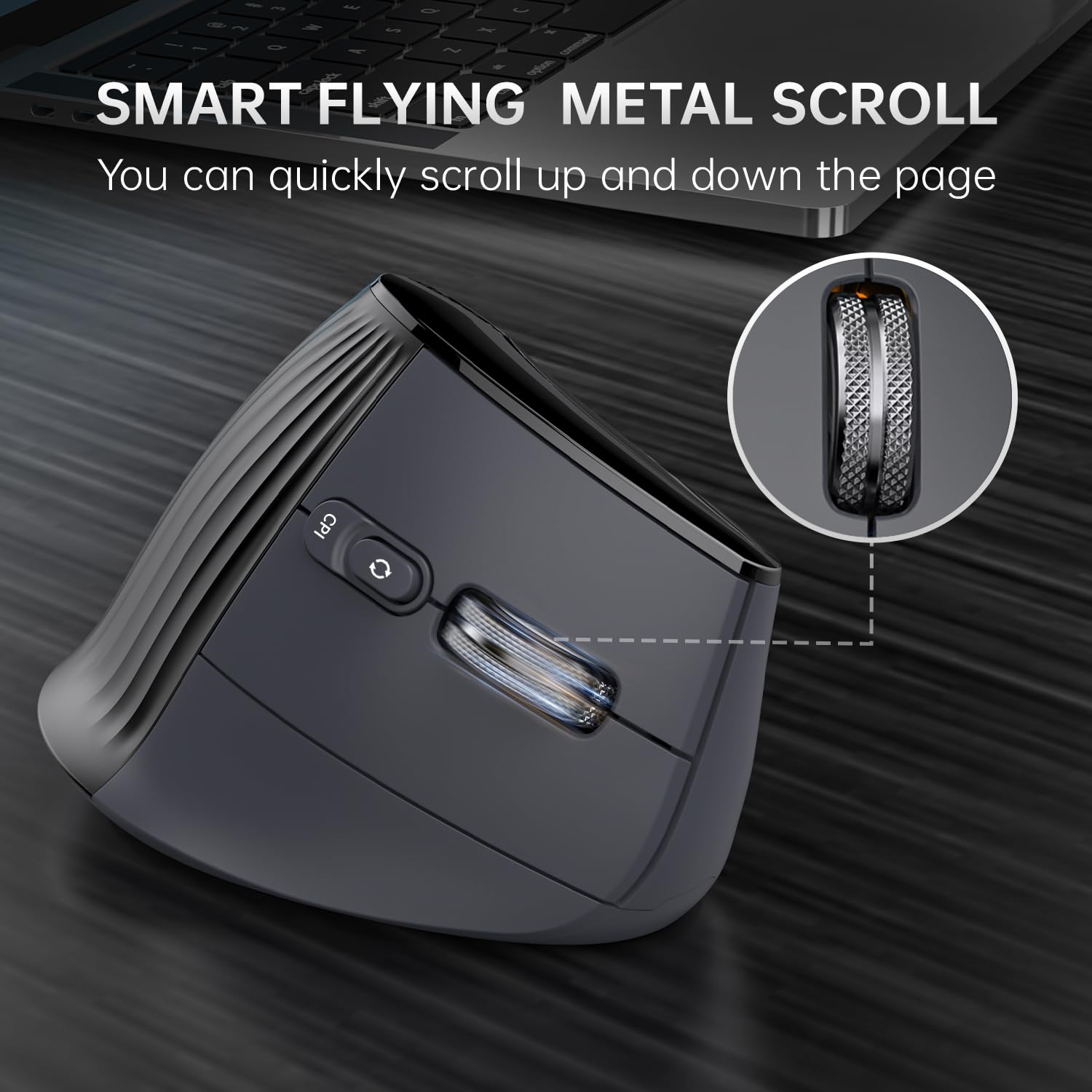 Mouse verticale ergonomico senza fili, Bluetooth a scorrimento ultraveloce, mouse Ergo 4800 DPI, 2,4 G clic silenziosi 6 pulsanti mouse ottici RGB, 3 connettività multi-dispositivo per Mac