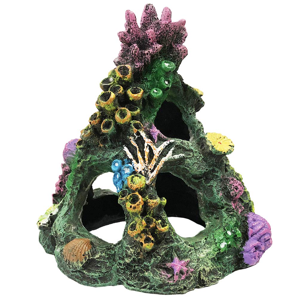 SLOCME Decoraciones de arrecife de coral para acuario, pecera de coral y roca de montaña, adorno de cueva para peces Betta, descanso, juego y raza