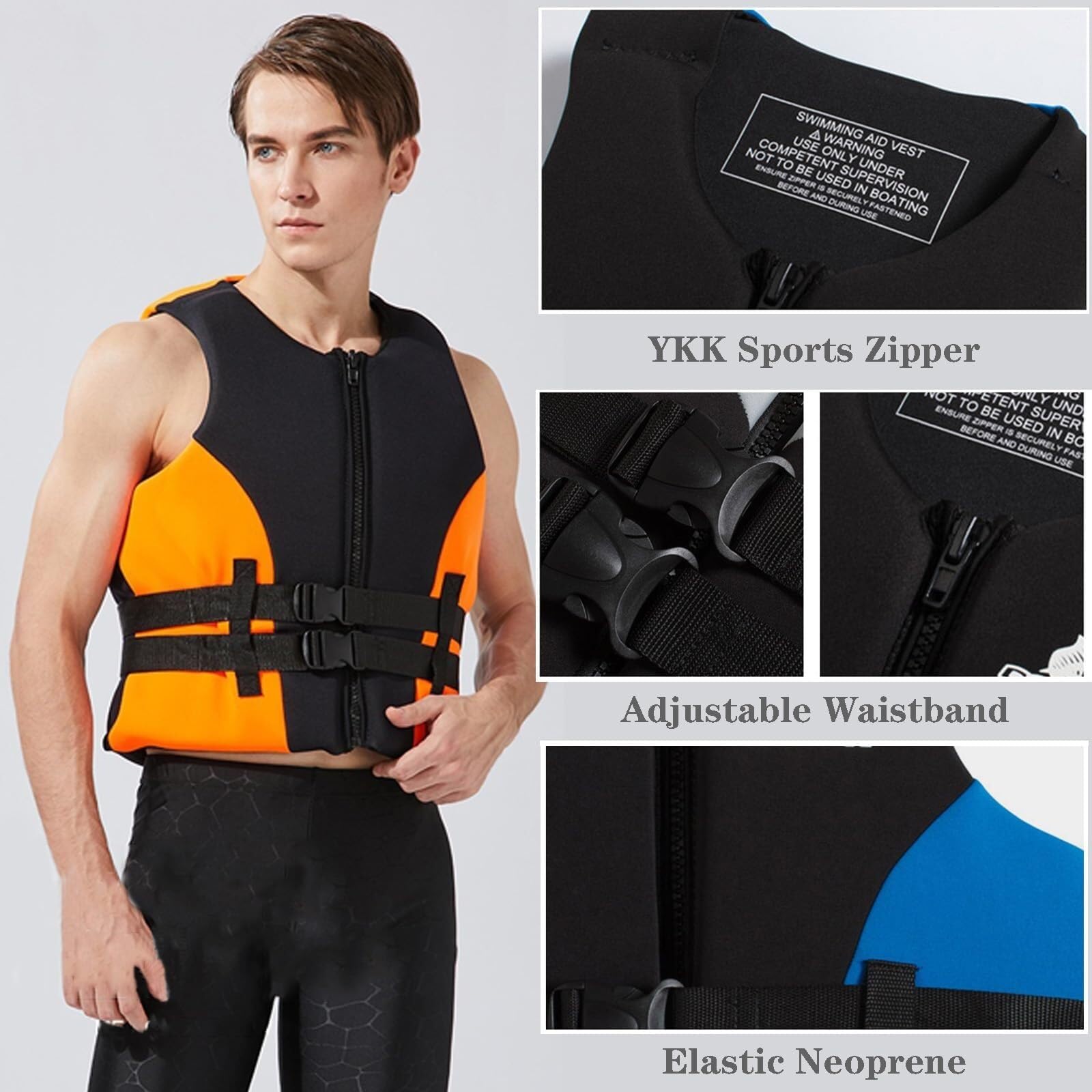 Schwimnweste Unisex Verstellbar Hohe Auftriebskraft Tragbar Neopren EPE Schaum für Angeln Surfen Driften Wassersport