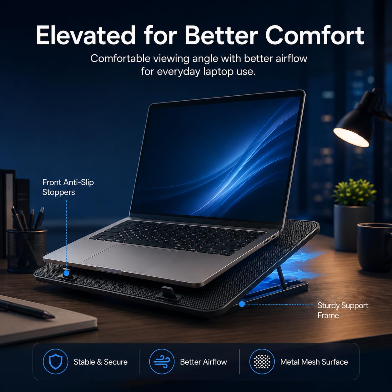 Almohadilla de refrigeración para laptop, 6 ventiladores, soporte de 4