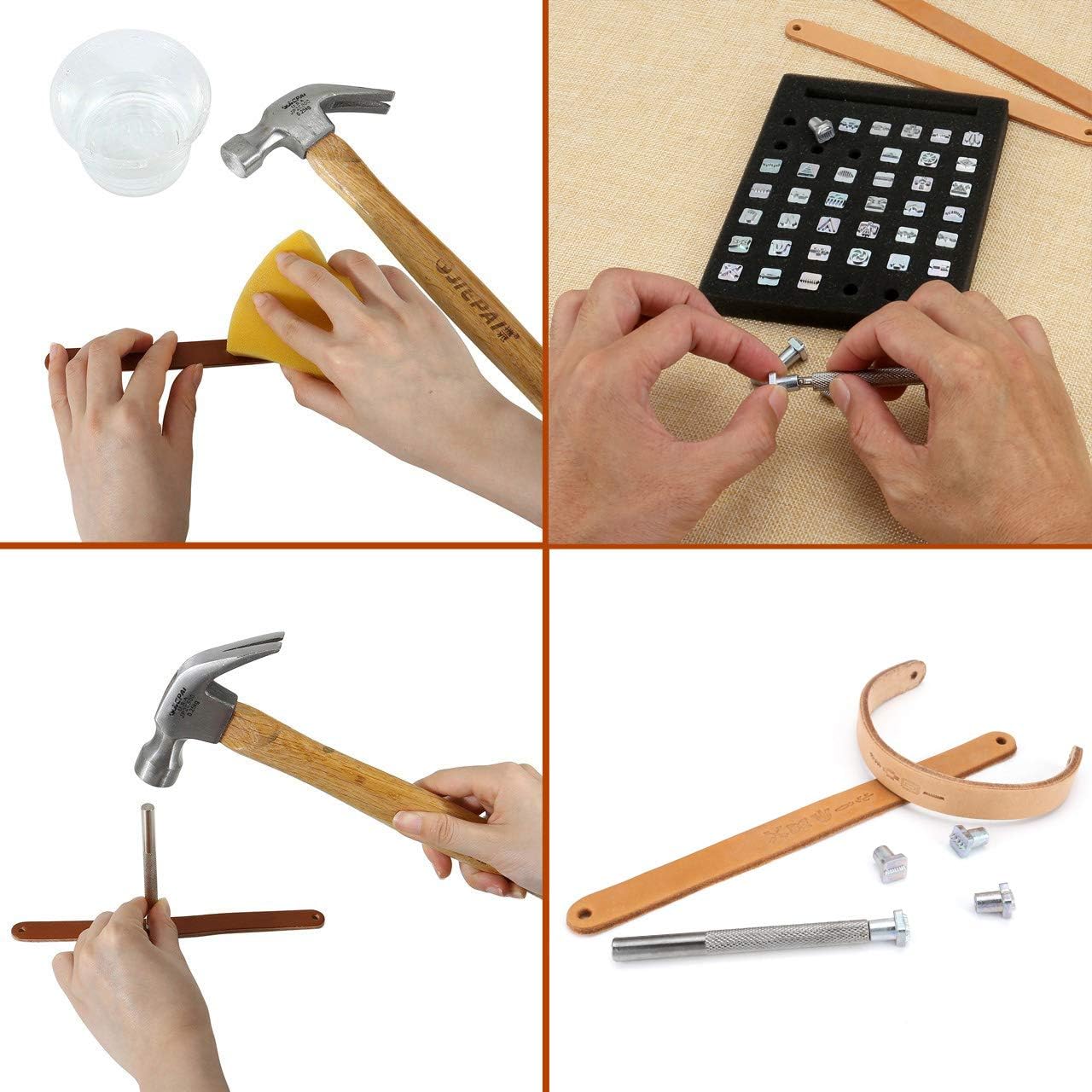 Yoption Leathercarft Stamping Tool Set, 43 Native American Symbol Leather Stamps 6mm + 1 Stamping Handle for Leather Craft
