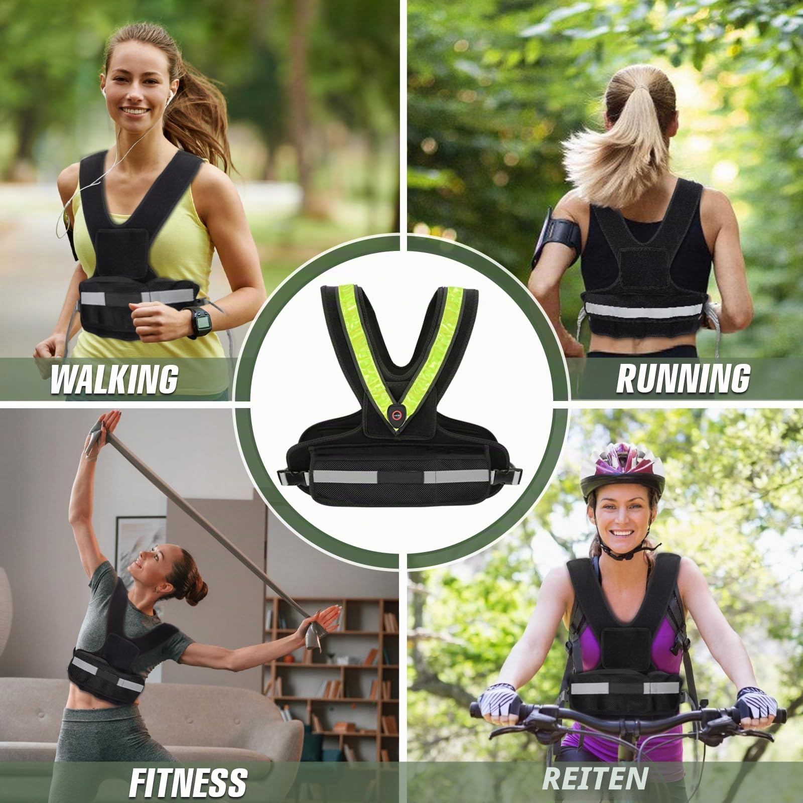 Gewichtsweste für Damen Weighted Vest für Sport und Laufen mit reflektierendem LED Gürtel und Außenscheinwerfer Gewichtsweste Verstellbare Trainingsweste bis 4.5kg oder 9.07kg
