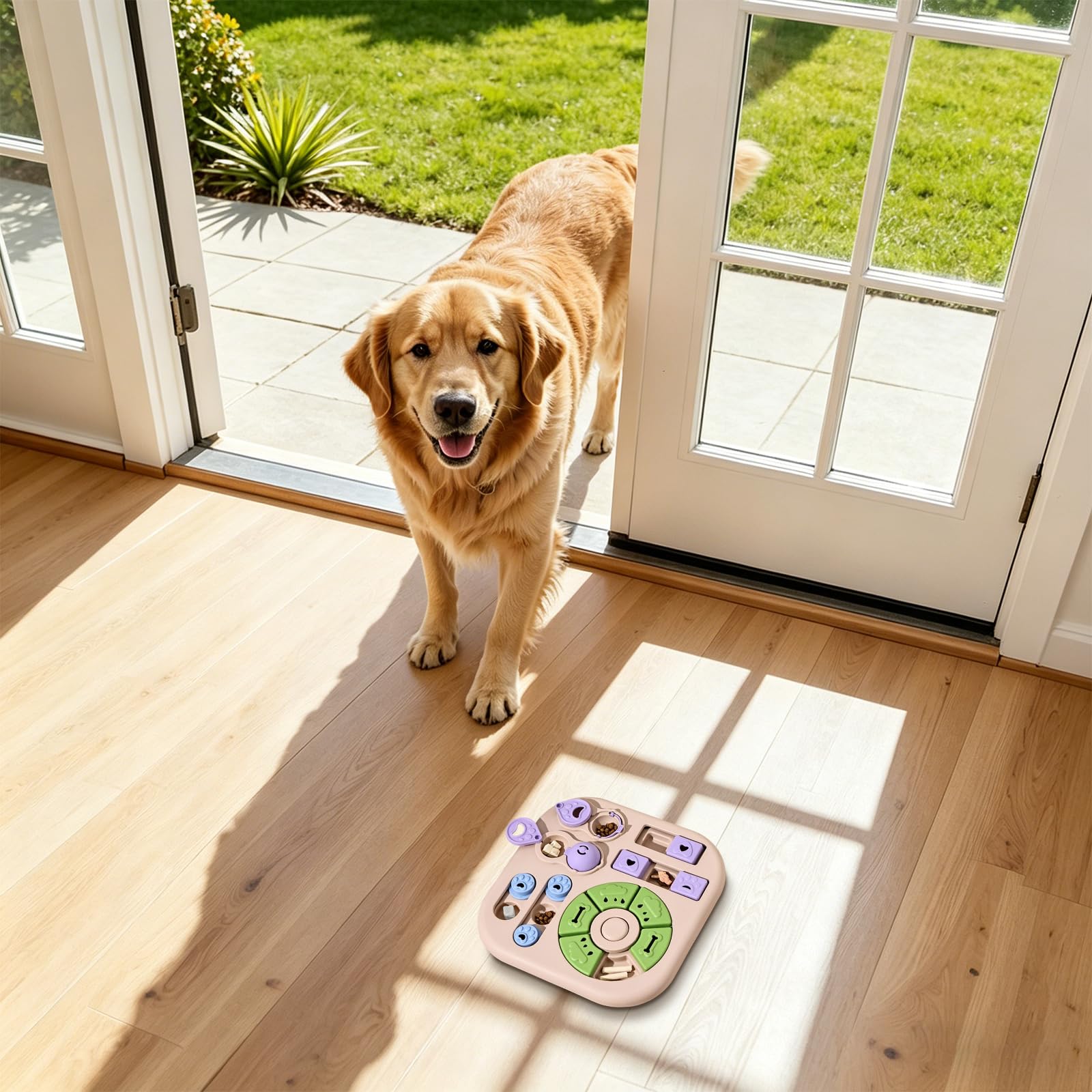 Jouet puzzle pour chien - Jeu de réflexion interactif - Cachette à friandises - Jaune