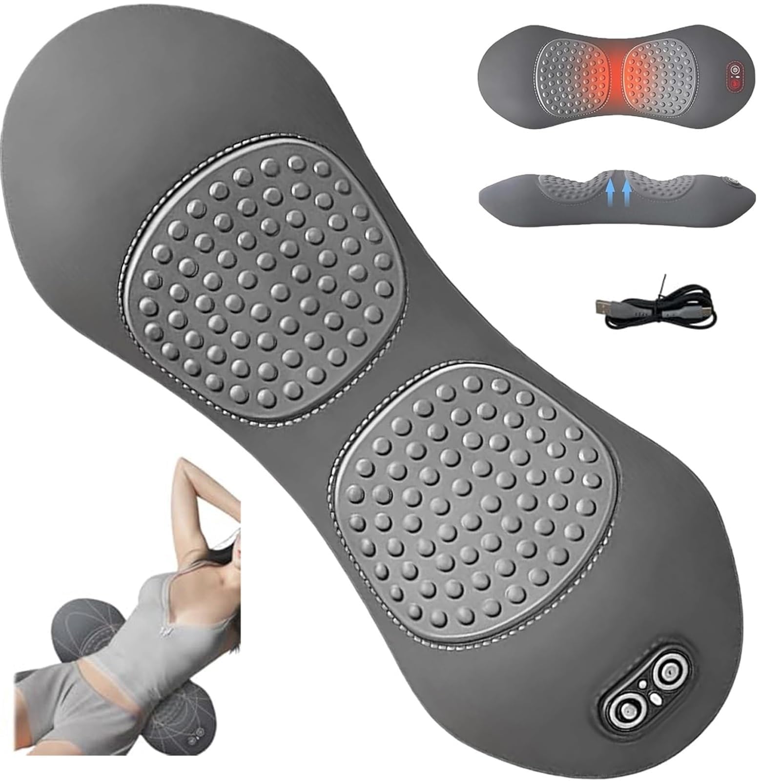 Masseur de dos 3 en 1 avec levage de traction, vibration, chaleur et soutien de la colonne vertébrale pour la maison et le bureau