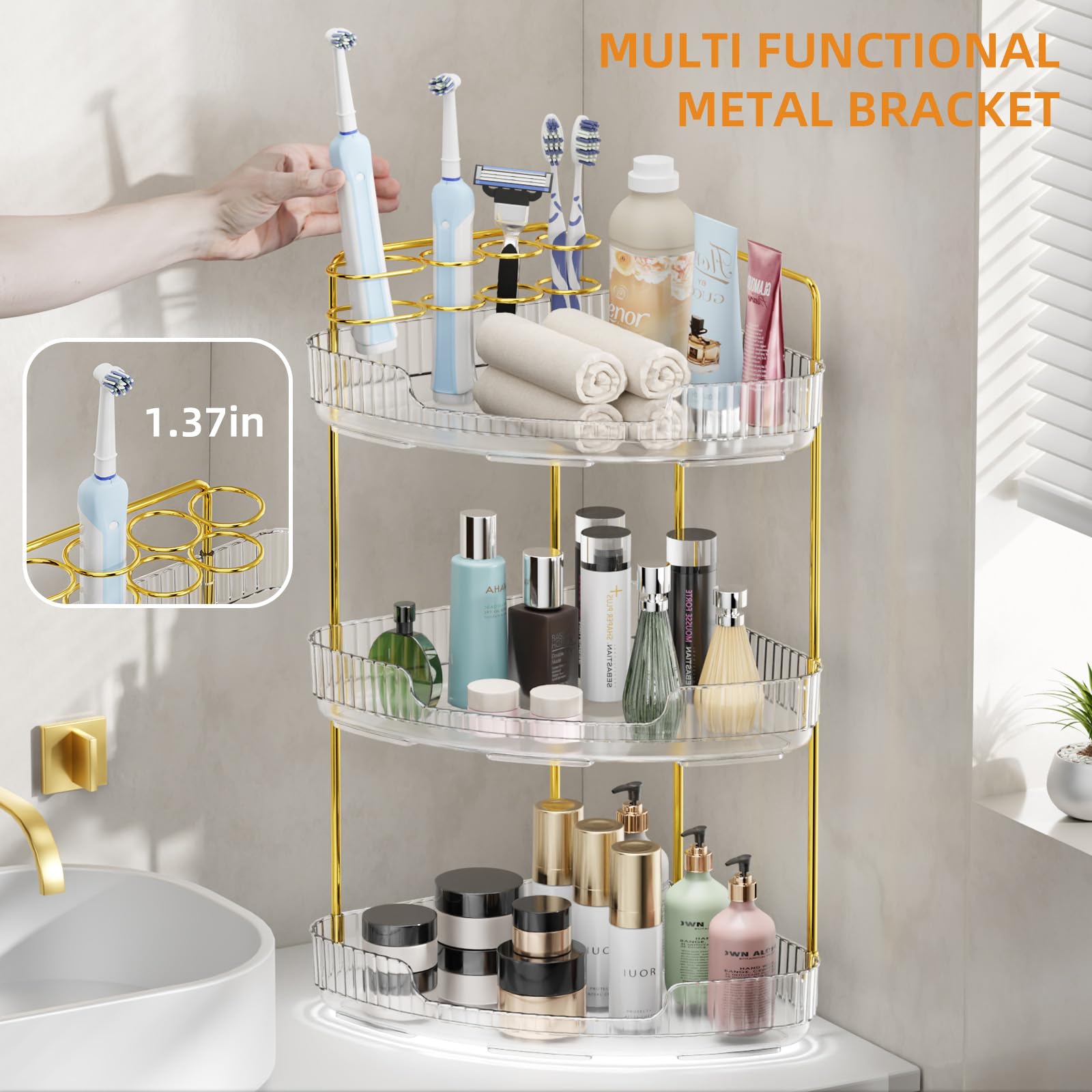 Okydoky Organizer da bagno a 3 ripiani, per profumi e trucchi
