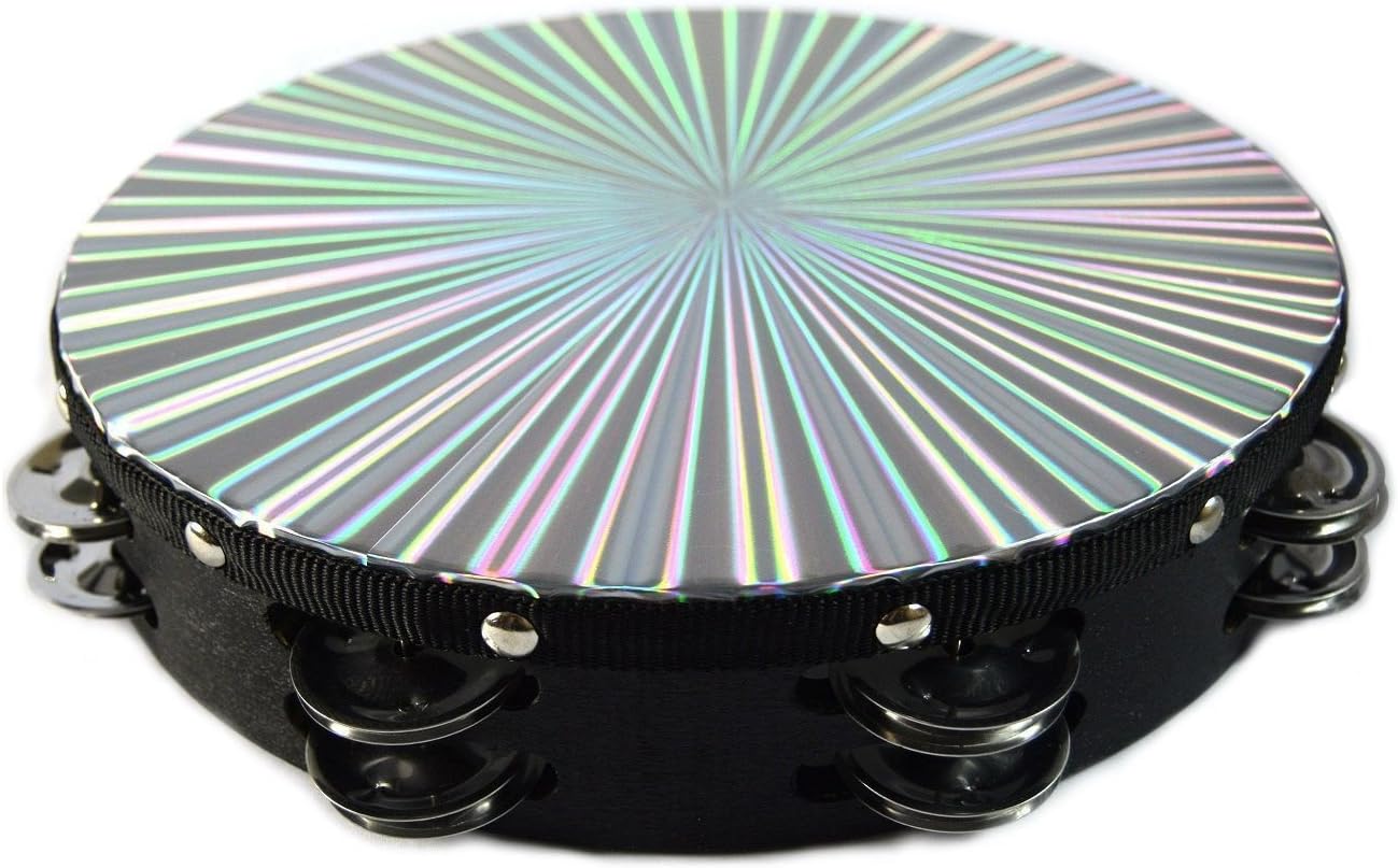 10" Tambourine Reflective Laser Patern Double Row Jingle