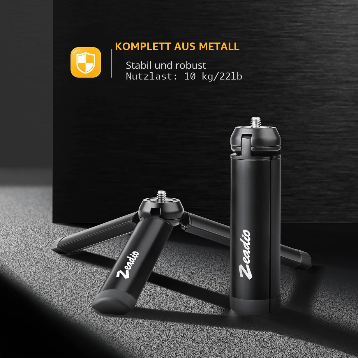 Zeadio Metallischer Mini-Stativ, kompakter Tischstativ für Smooth 4, Osmo Mobile, Vimble 2, Gimbal Griff Stabilisator und alle Kameras