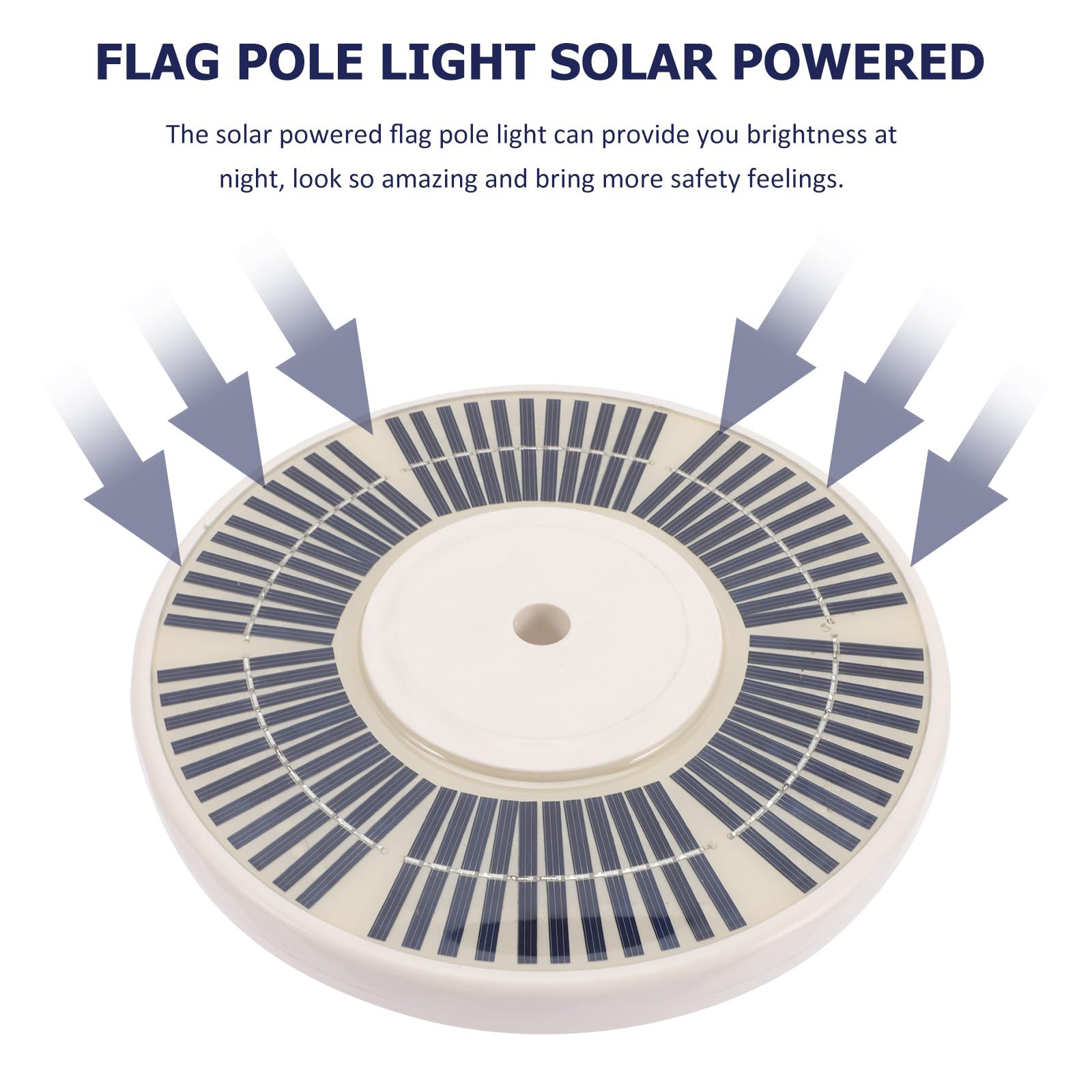 Solar Fahnenmastleuchte mit 48 Leds, 3, 7v 2500mah Akku, Weiß | Ip55, Abs Gehäuse, Nachtbeleuchtung bei Stromausfall, 48x6mm, für Flaggenanzeige im Freien