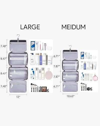 Miniatura 5 de OlarHike Neceser para mujeres y hombres, impermeable, para maquillaje, joyería, viaje, neceser de cuero, para colgar, organizador para artículos