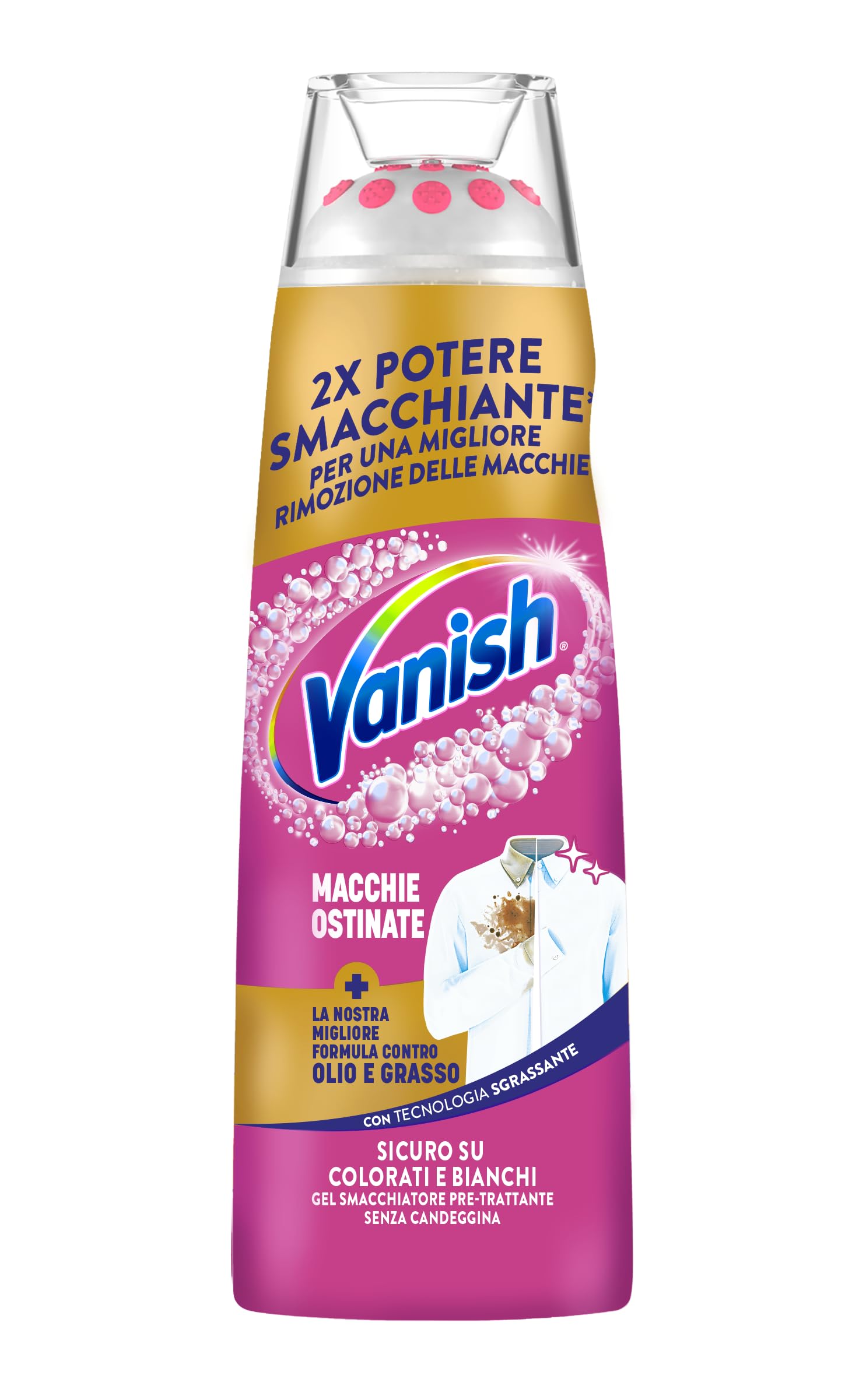 Vanish Gel Smacchiante Pre-Trattante, 2X Potere Smacchiante, Contro Macchie Ostinate