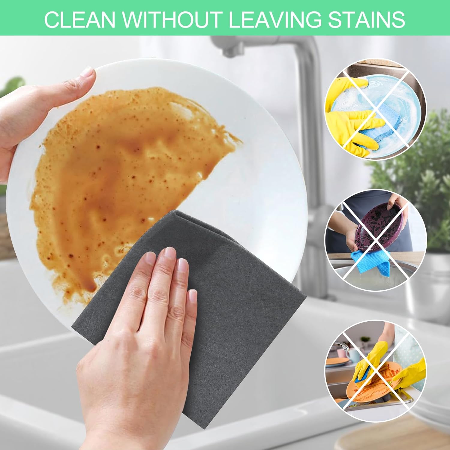 10 Pieces Cleaning Supplies, Cleaning Tools, Magic Cloth, Streak-free Glass Cloth, Thickened Magic Cleaning Cloths, Reusable Cleaning Cloths for Kitchen (30 x 30 cm)