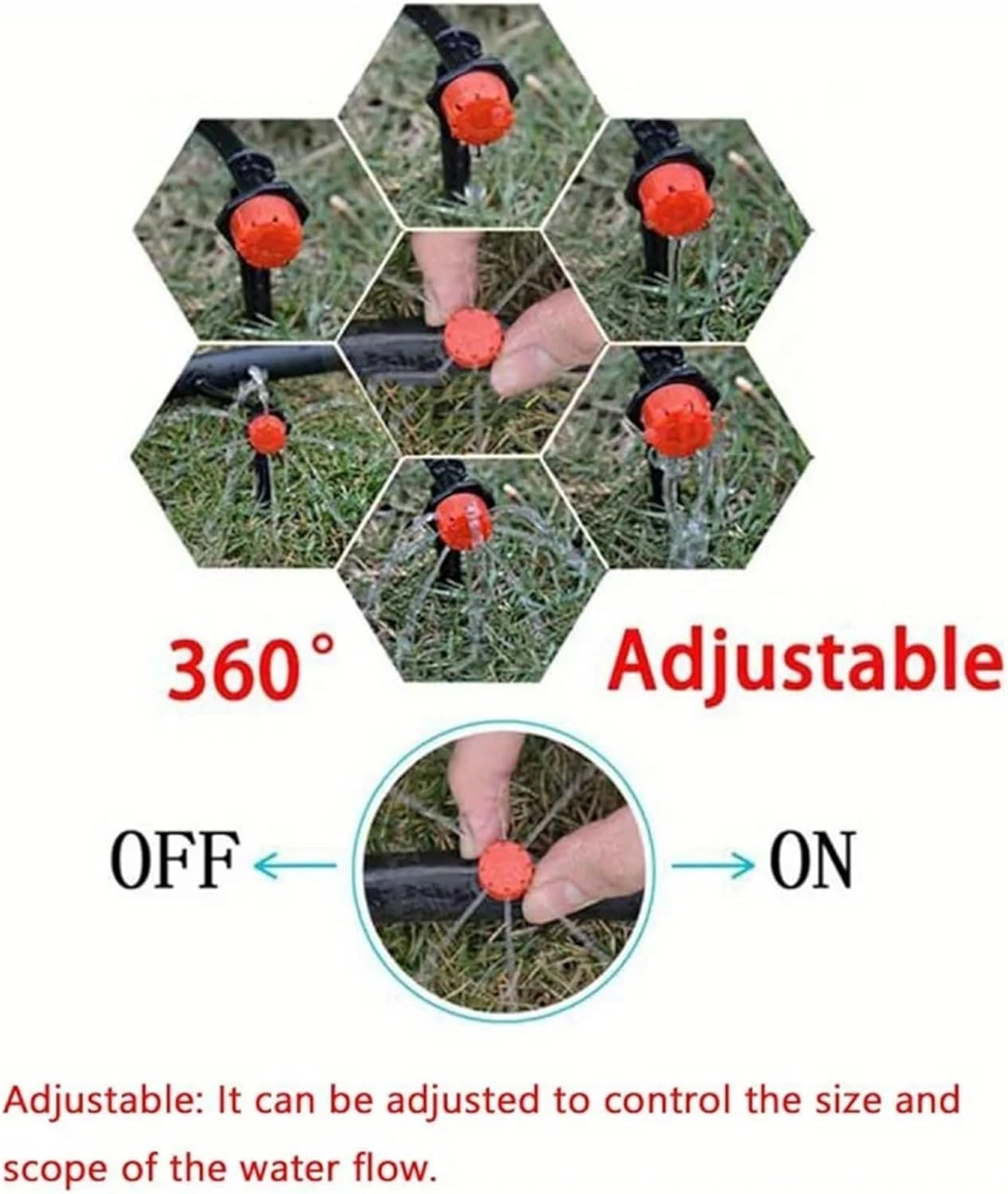 Drip Irrigation Emitters 600pcs 1/4 Inch Adjustable Drip Irrigation Sprinklers Anti-Clogging 4/7mm Emitter Drippers