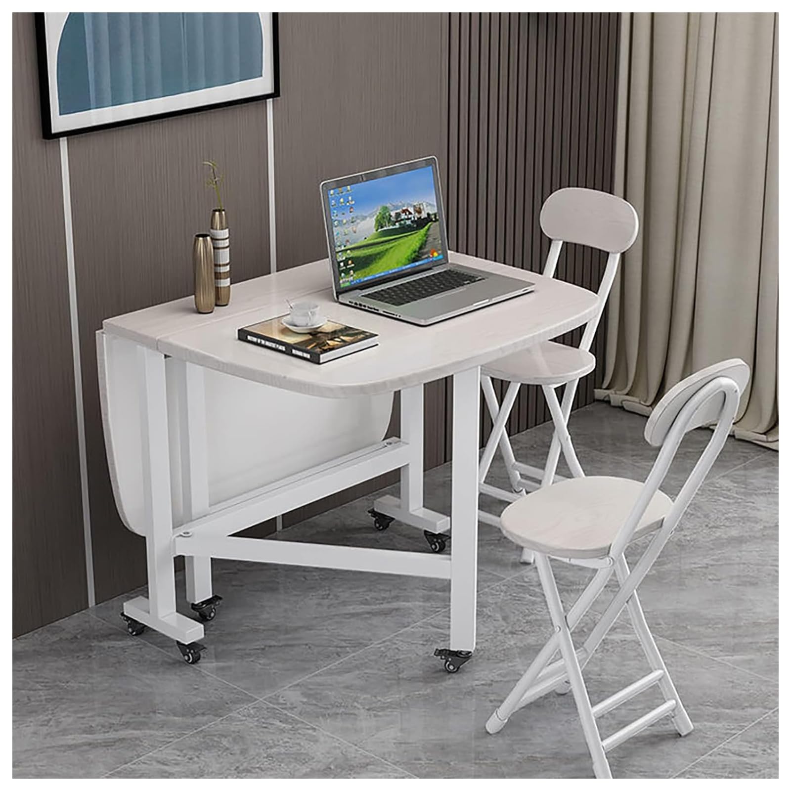 Tavolo da cucina pieghevole in legno massello, regolabile, allungabile, salvaspazio, 120 x 70 cm, forma rotonda ovale rettangolare