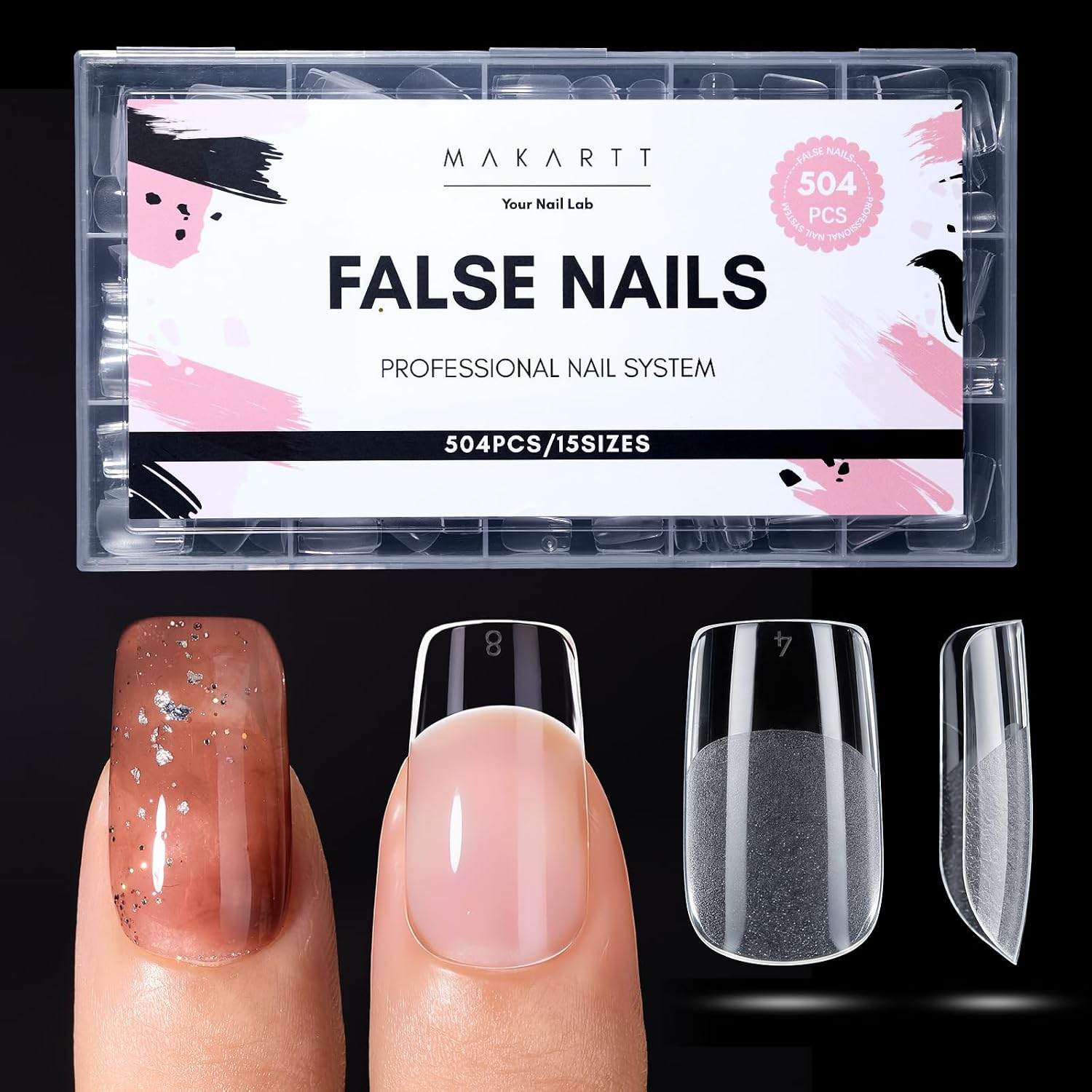 Makartt Short Square Nail Tips - 504PCS Clear Acrylic Extensions
