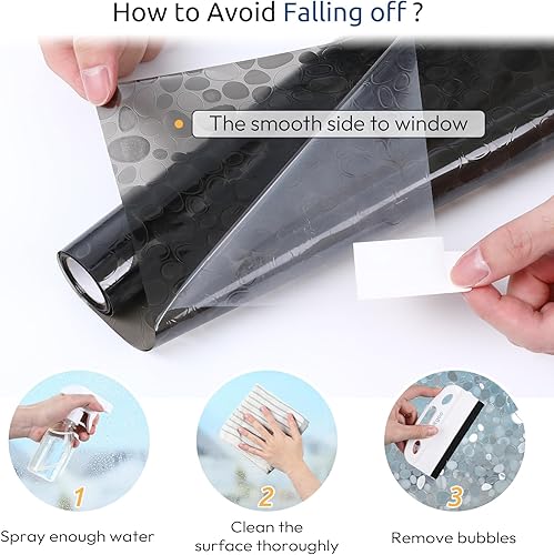 Miniatura 9 de rabbitgoo Window Privacy Film, Decorative Rainbow Window Clings for Glass Covering, Static Cling Non Adhesive Door Stickers, Stained Glass Vinyl